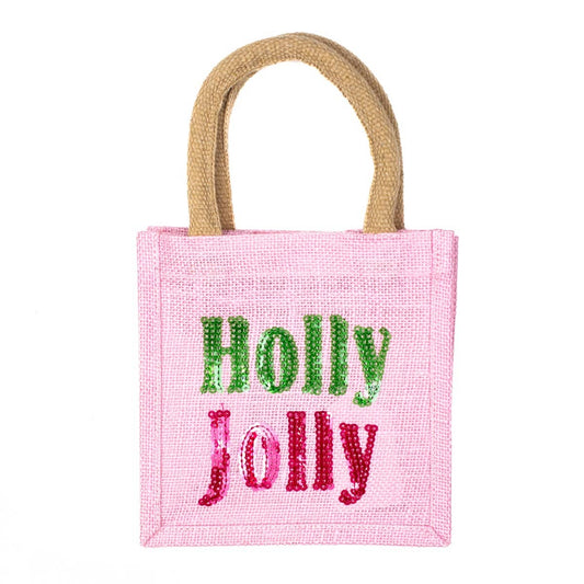 Holly Jolly Sequin Mini Gift Tote