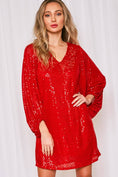 Load image into Gallery viewer, It's Party Time Red Sequin Mini Dress
