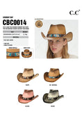 Load image into Gallery viewer, C.C Vegan Leather Tea-Stained Cowboy Hat
