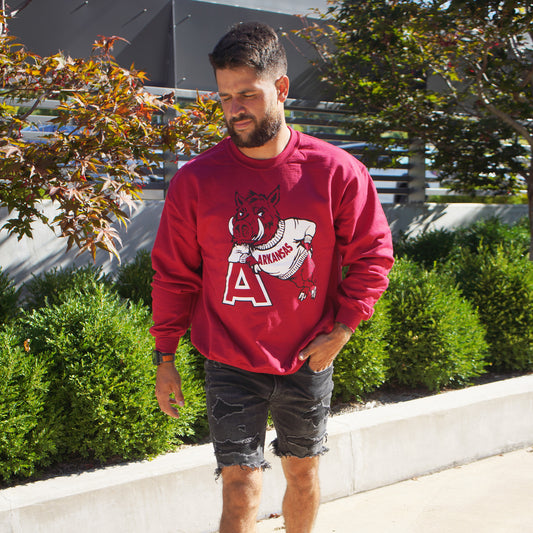 Rock the Retro Hog Red Razorback Sweatshirt