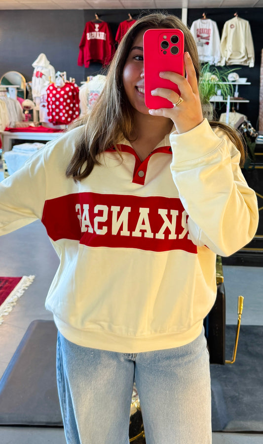 Kick-off Classic Arkansas Varsity Snap Pullover | Cream