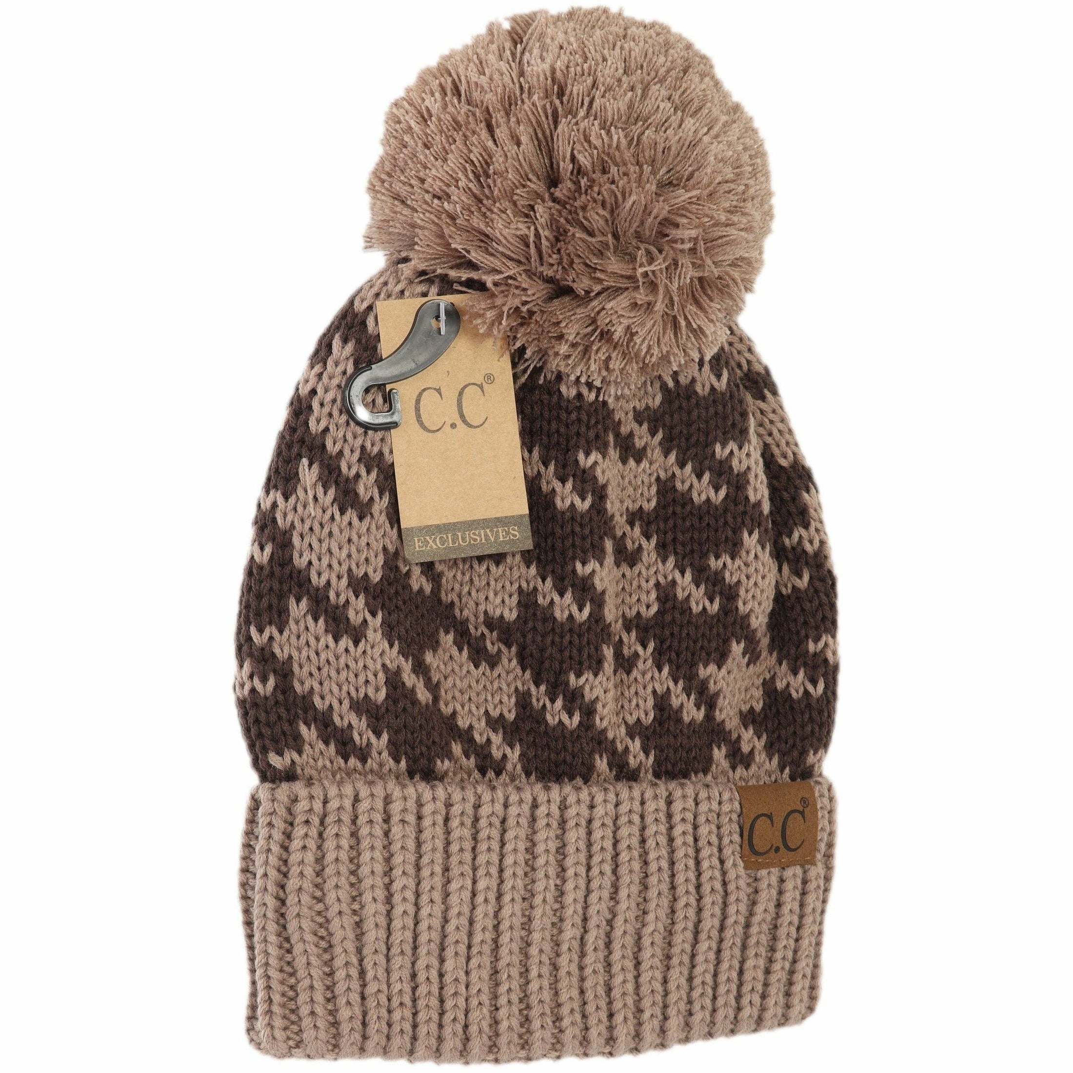 C.C Beanie | Houndstooth Pom Beanie