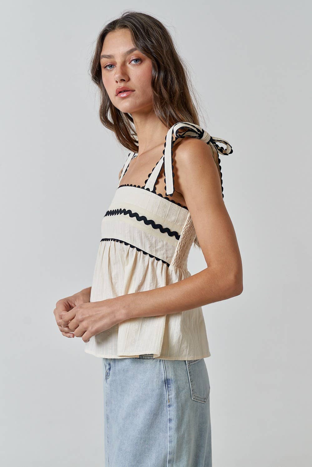 Call Me Yours Scallop Trim Bow Tank Top