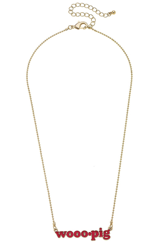 Woo Pig Arkansas Razorbacks Gold Necklace