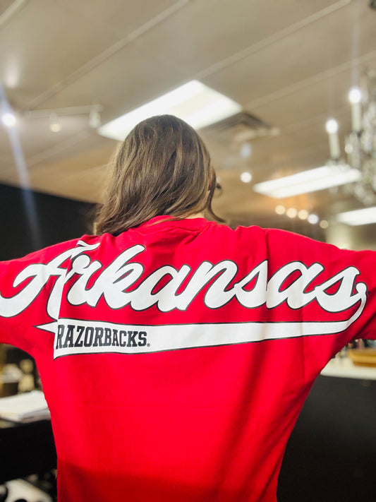 BIG Red Arkansas Razorback Oversized Tee | Crimson