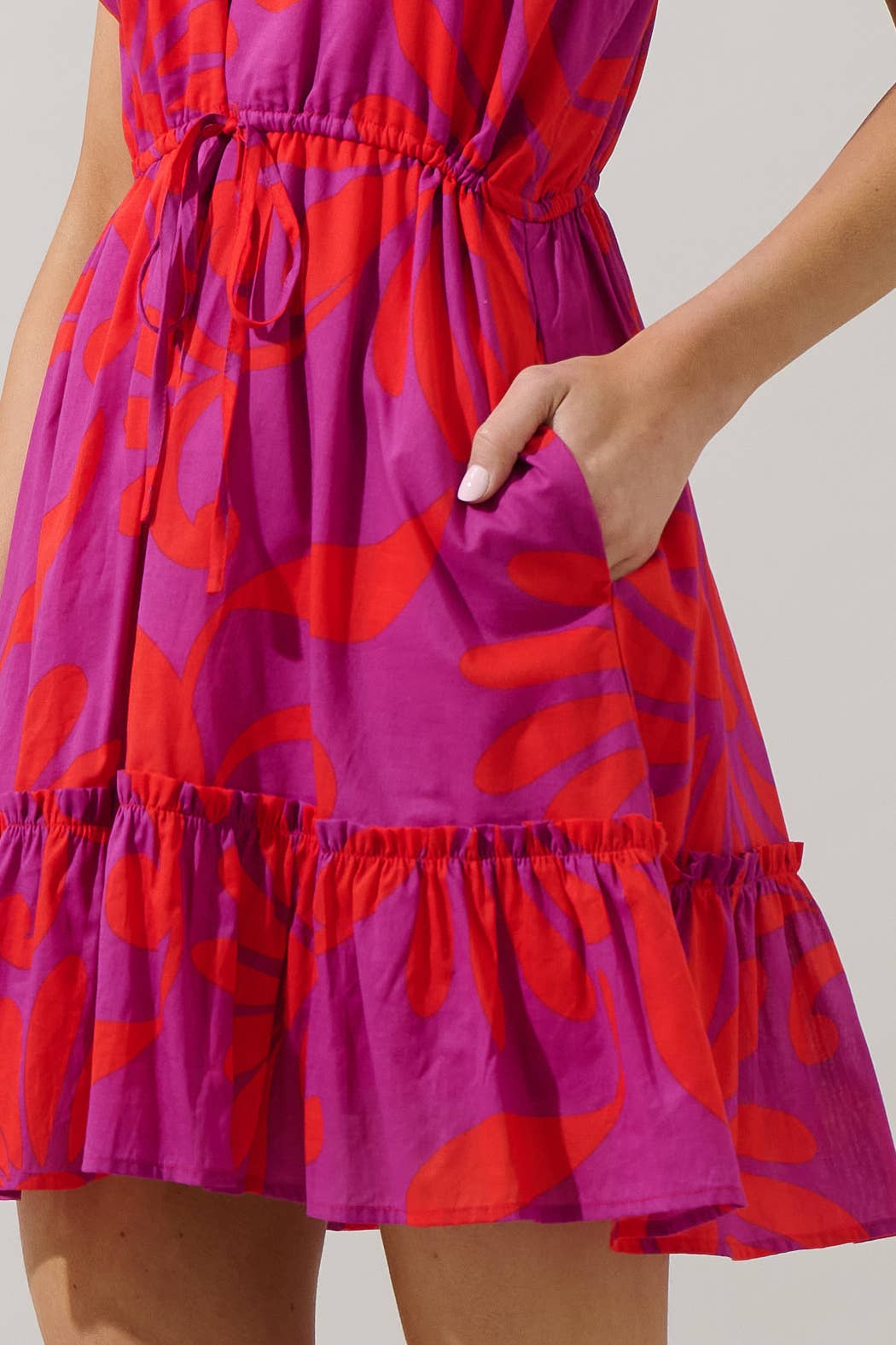 Arona Floral Baden Ruffle Mini Dress