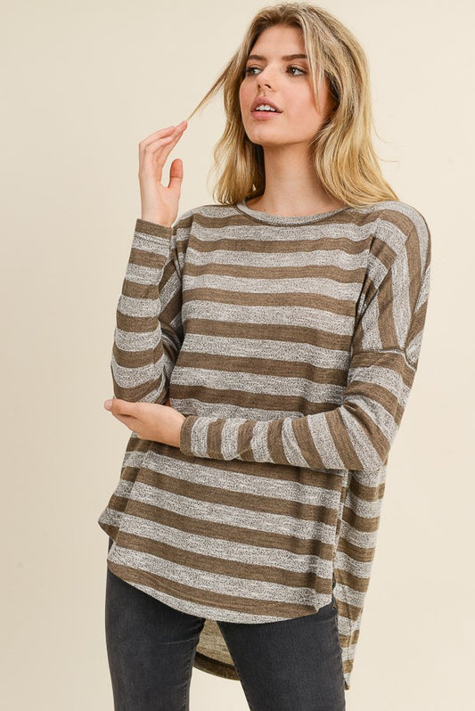 Take a Stroll Heathered Striped Top