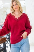 Load image into Gallery viewer, A Softer Touch Lace V-neck Sweater
