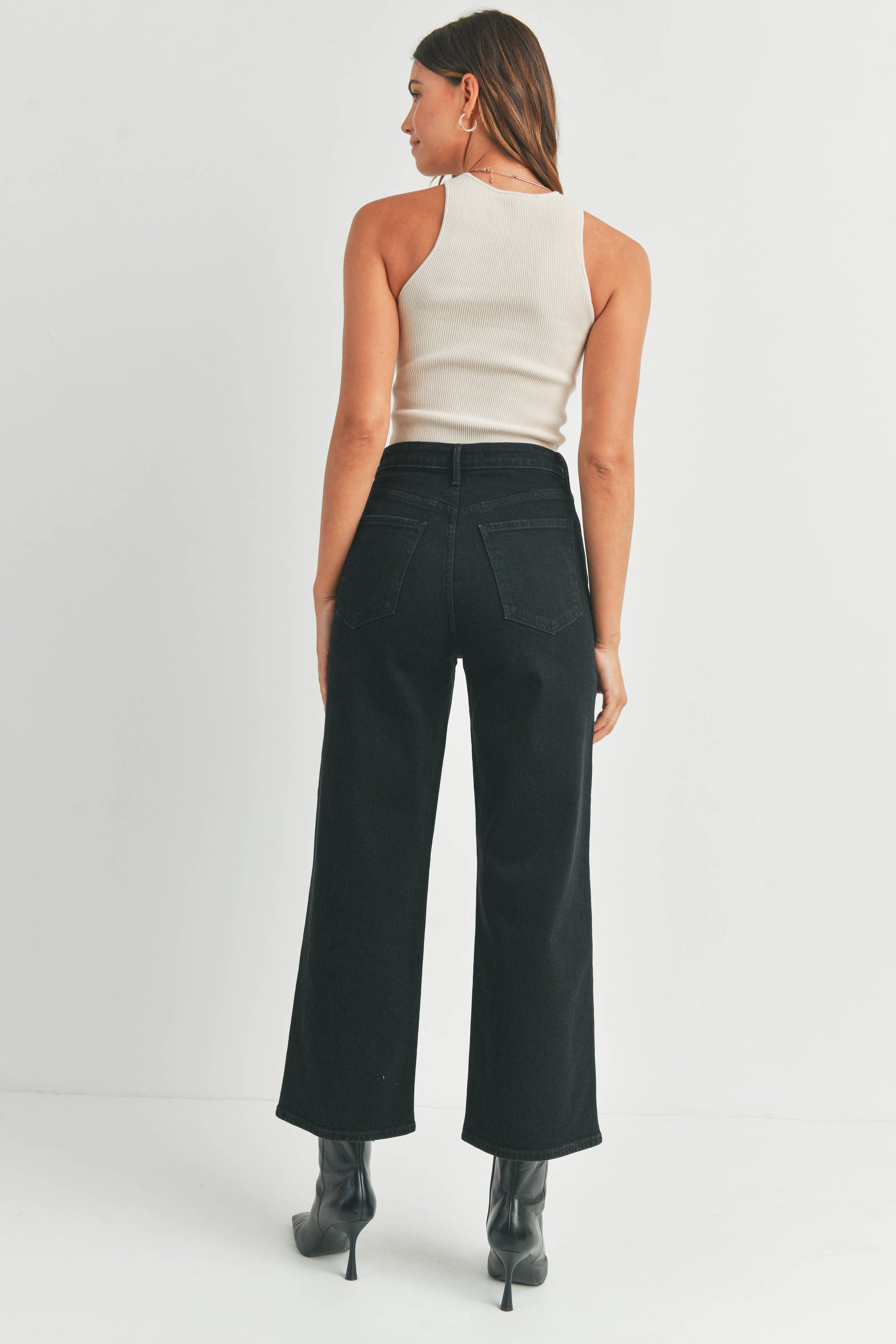 Just Black Denim | Black Cargo Pocket Wide Leg Jean