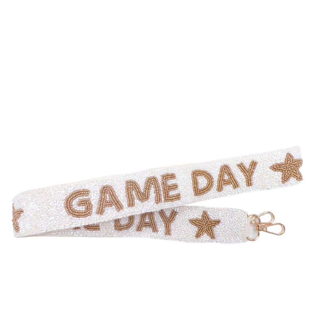 Game Day White & Gold Handbeaded Strap