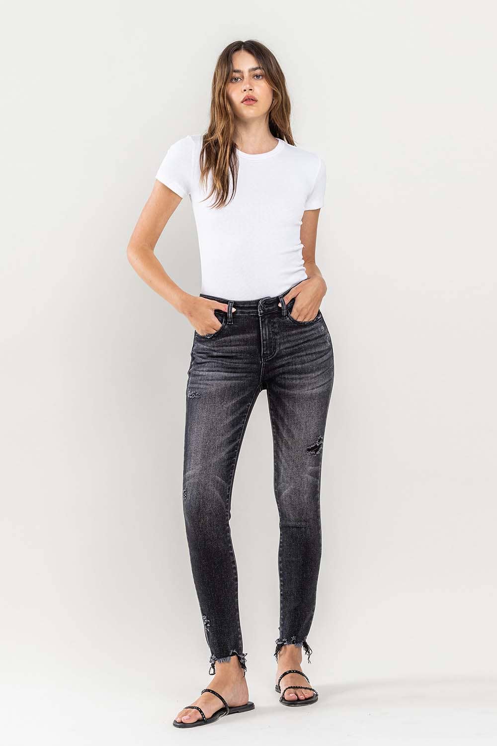 Lovervet by Vervet | Mid-rise Raw Hem Skinny Jeans