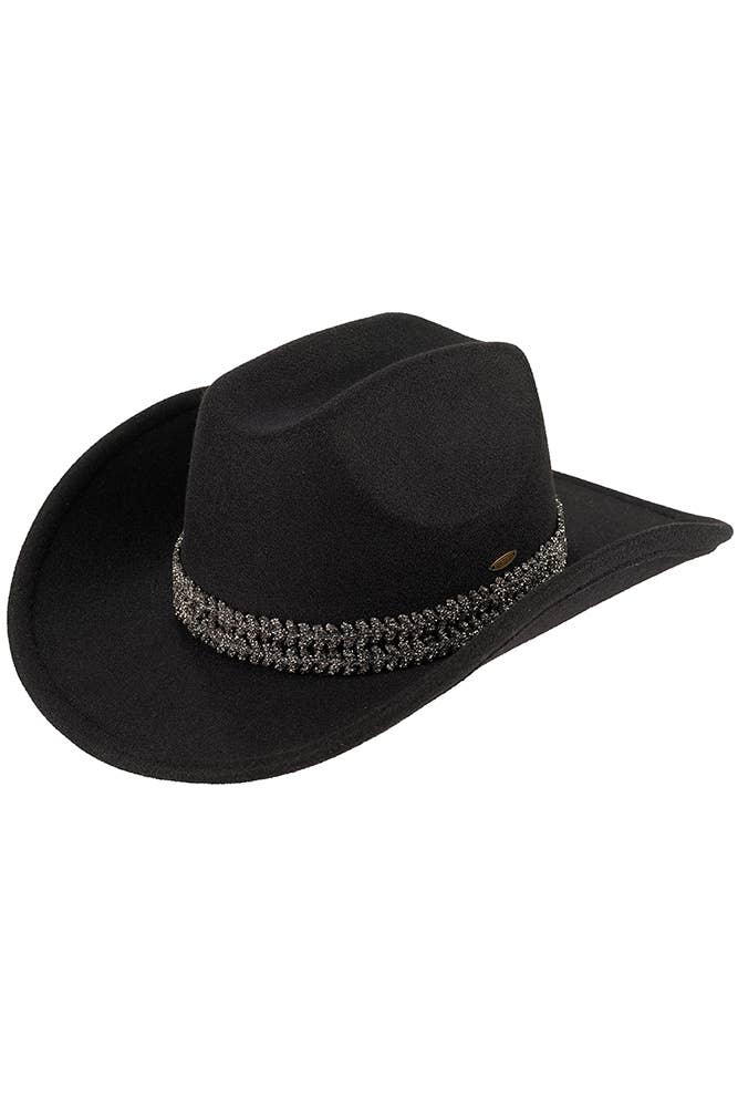 C.C | Stone & Glitter Band Vegan Cowboy Hat