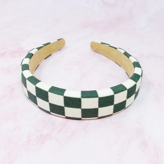 Check Me Out Green Checkered Headband