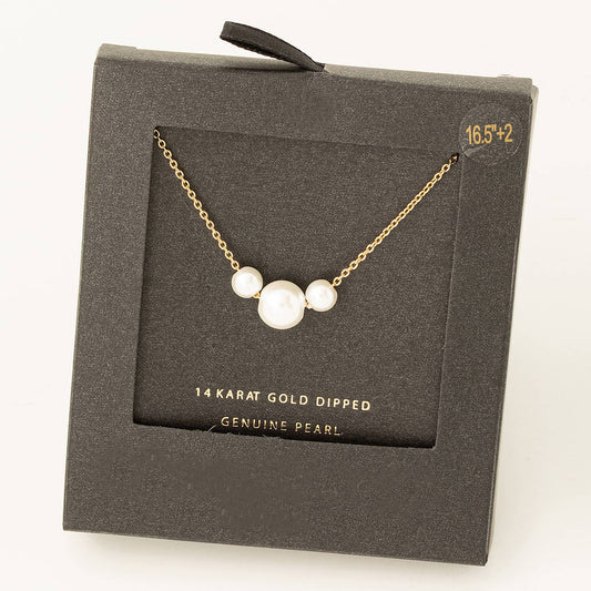 Simple Elegance Genuine Pearl Charm Necklace