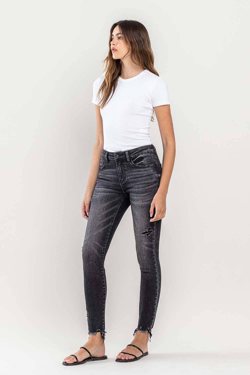 Lovervet by Vervet | Mid-rise Raw Hem Skinny Jeans