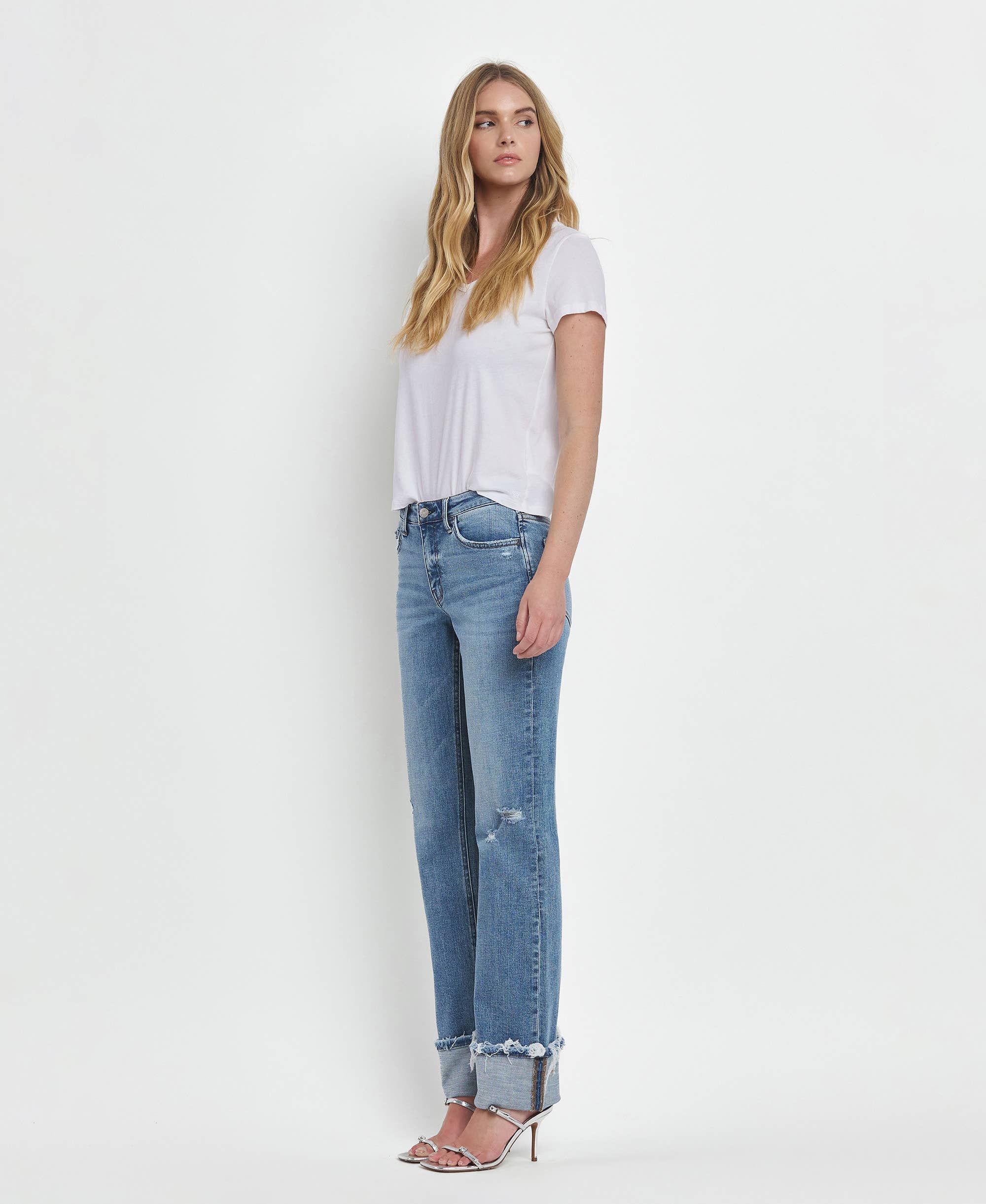 Lovervet by VERVET Jeans | Made to Chill Mid-Rise Cuffed Straight Jeans