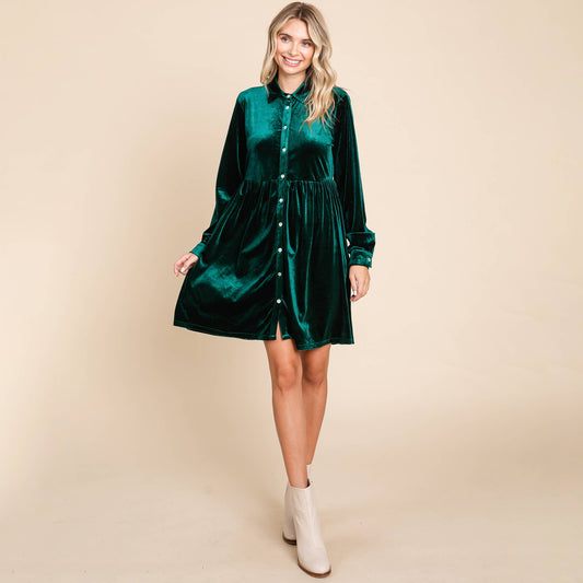 Isn’t She Lovely Velvet Shirt Dress