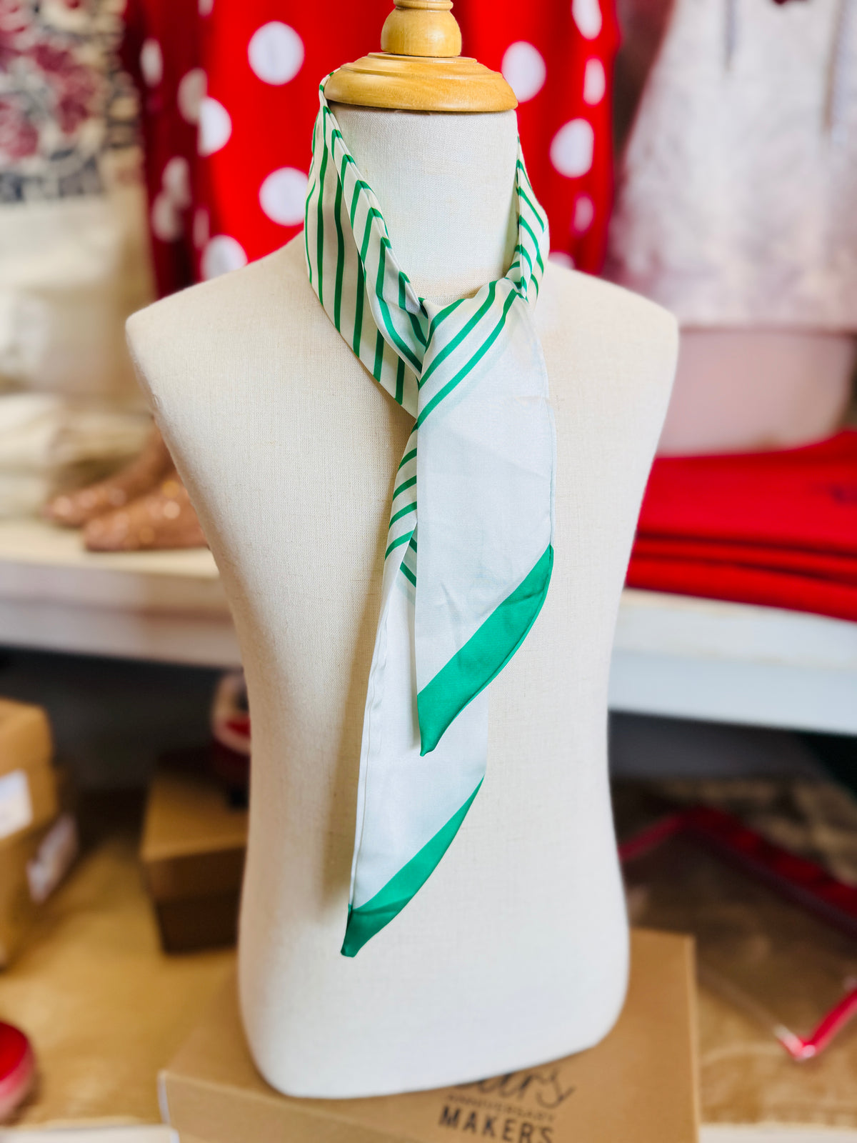 Lucky in Green Stripe Scarf