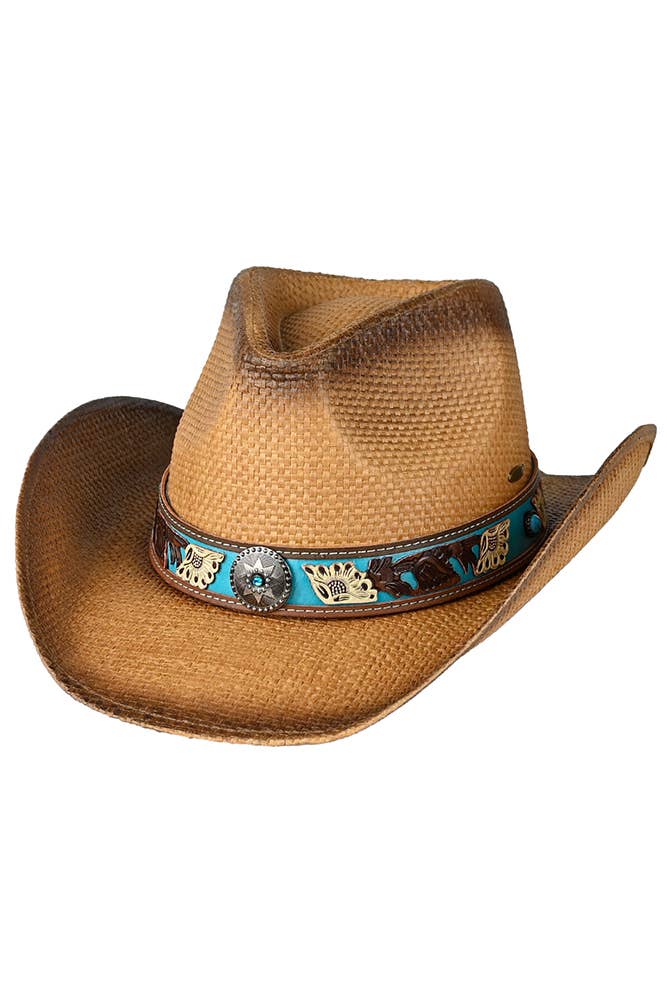 C.C Vegan Leather Tea-Stained Cowboy Hat