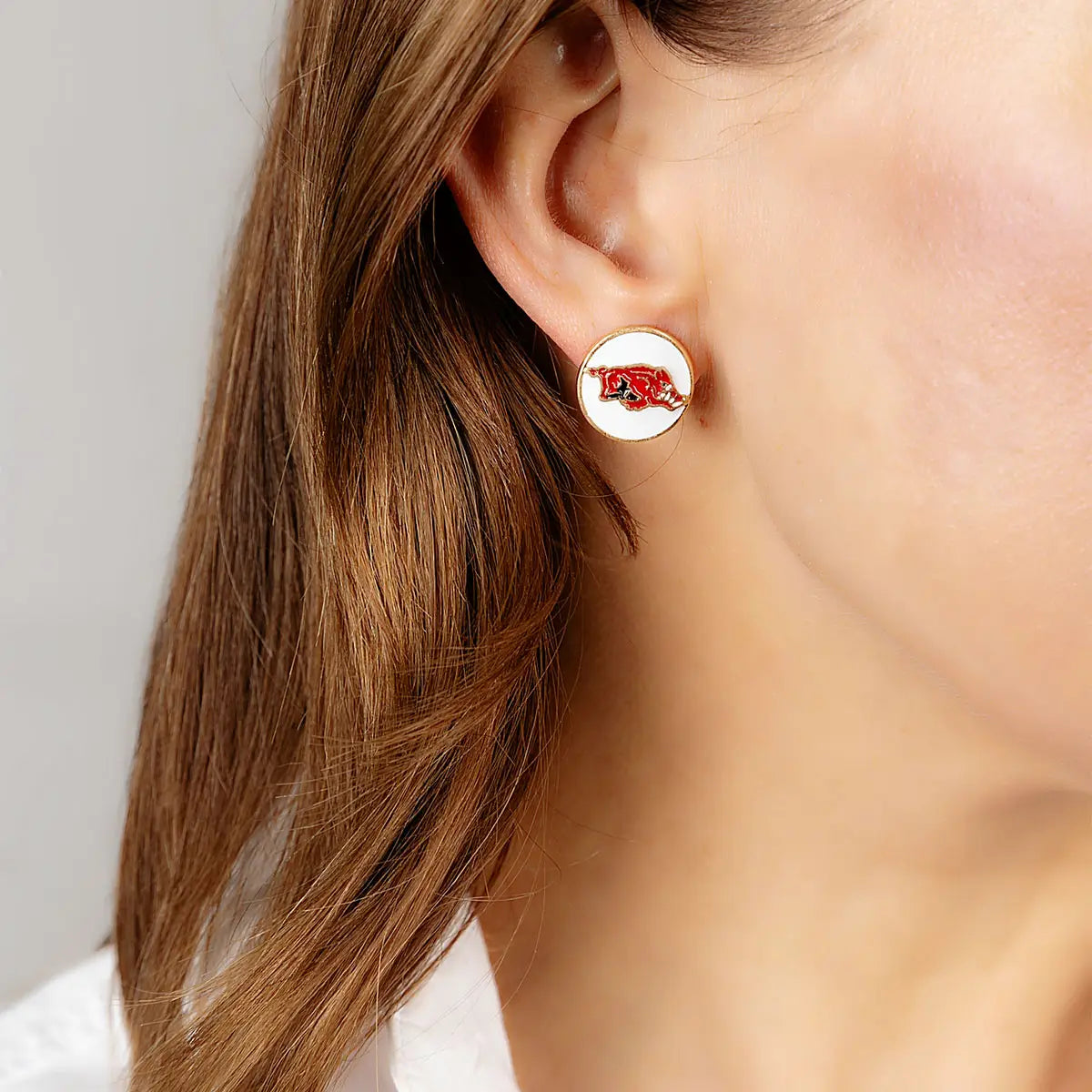 Razorback Jewelry | Arkansas Razorback Disc Stud Earrings