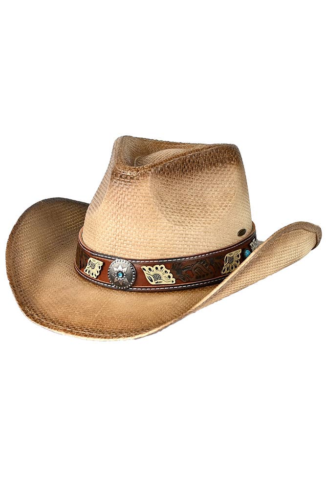 C.C Vegan Leather Tea-Stained Cowboy Hat