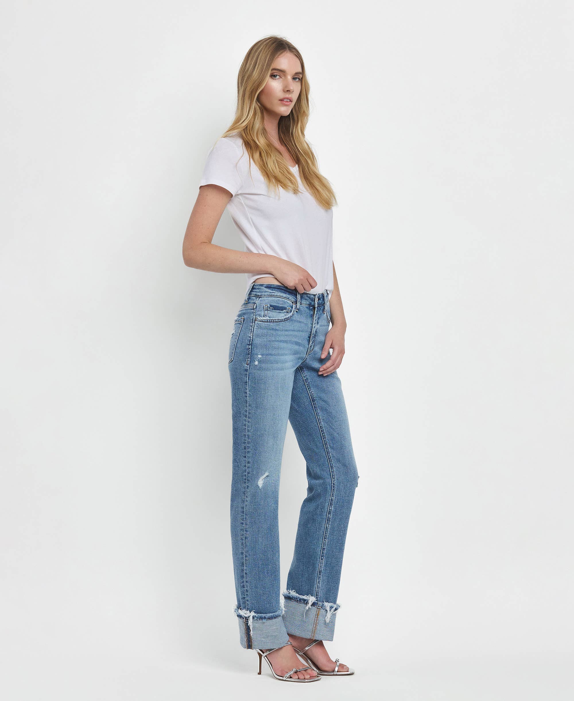 Lovervet by VERVET Jeans | Made to Chill Mid-Rise Cuffed Straight Jeans