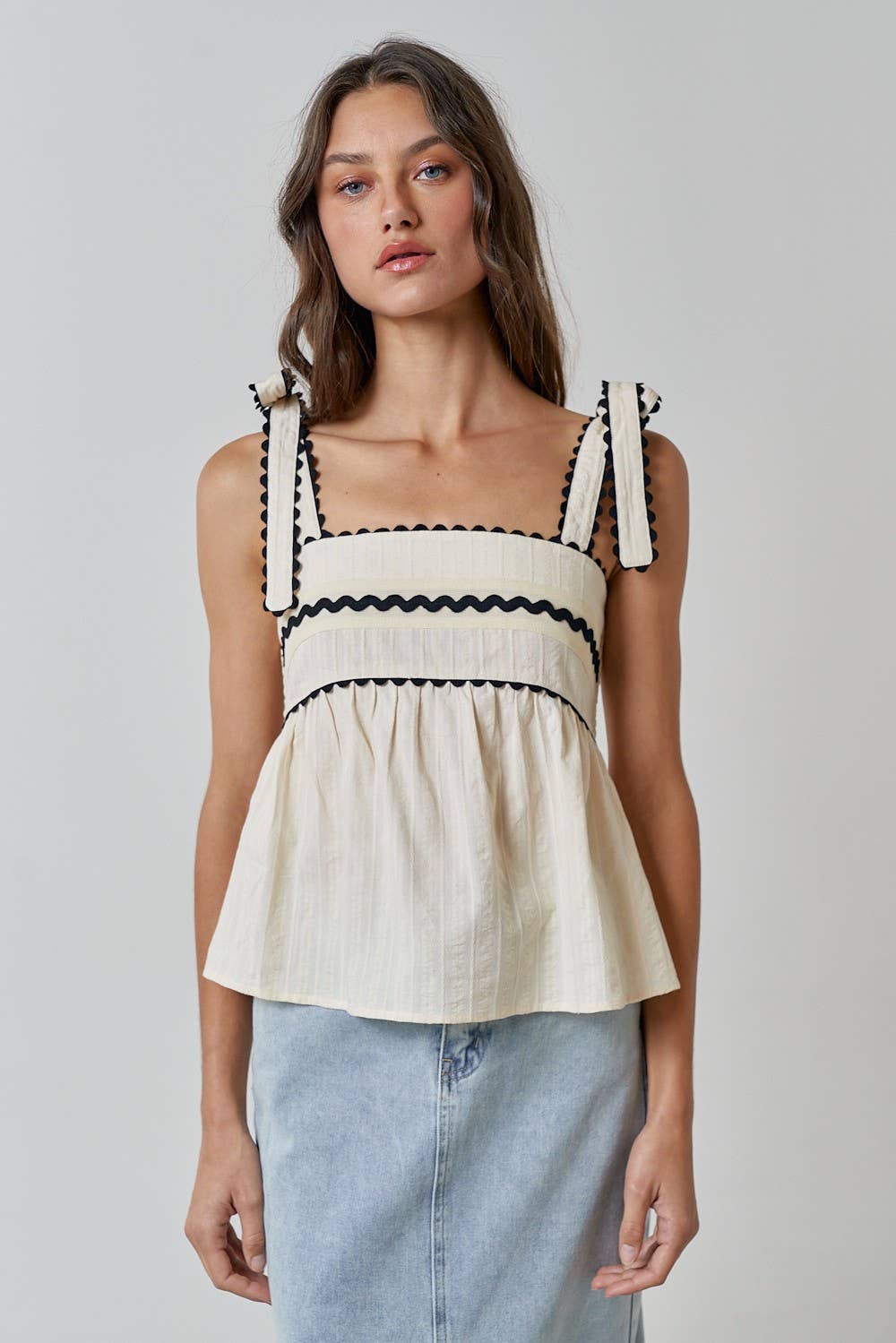 Call Me Yours Scallop Trim Bow Tank Top