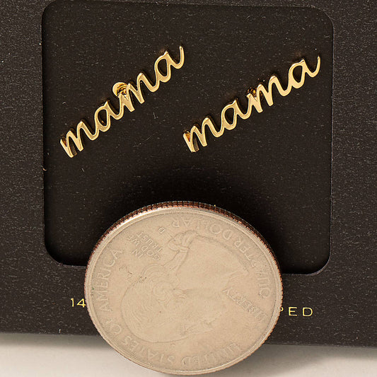 Dainty Script Mama Stud Earrings