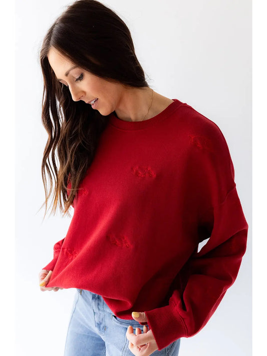 Hogs on Repeat Razorback Red Sweatshirt