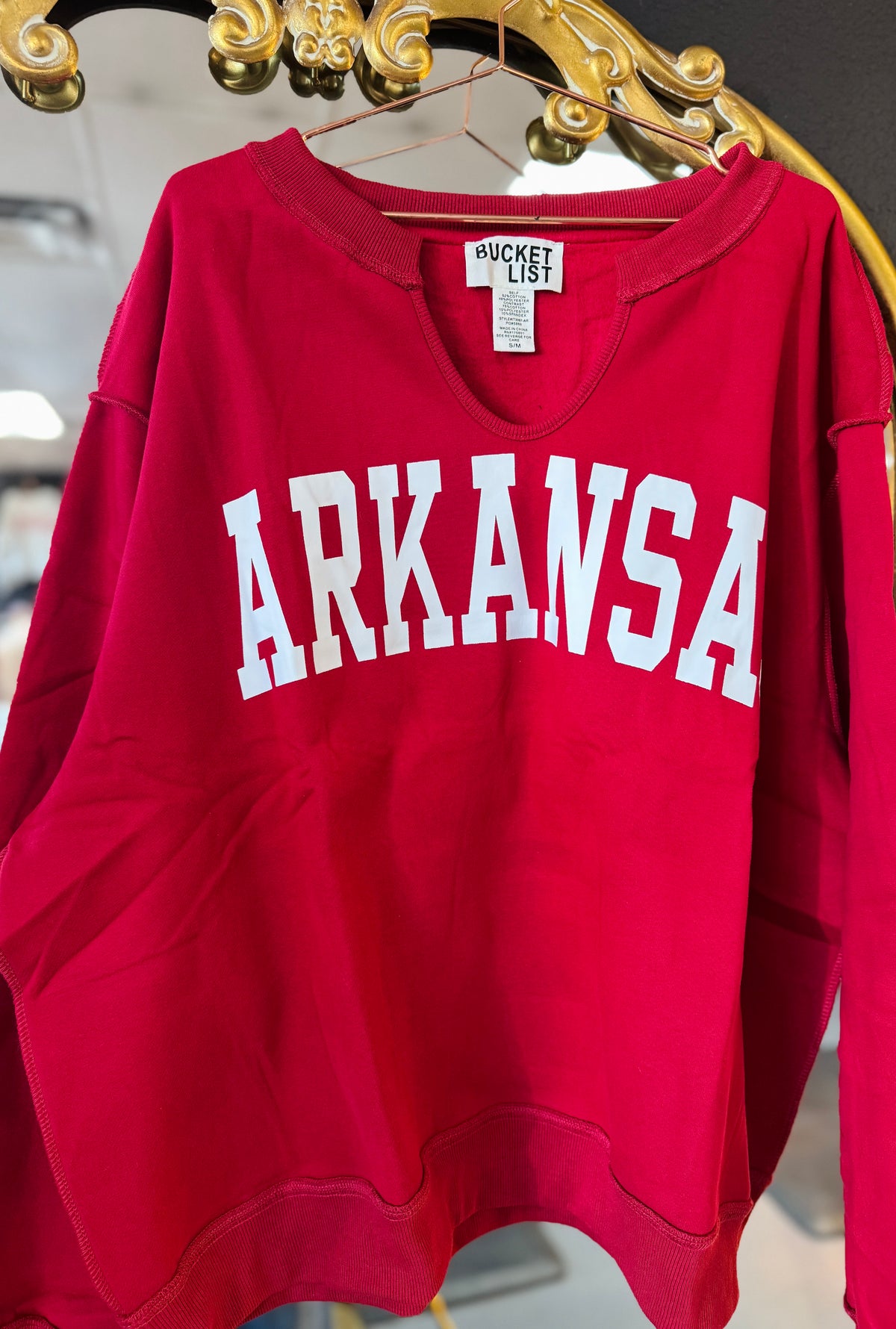 My Fave Oversized Women’s Razorback Gameday Pullover | Crimson