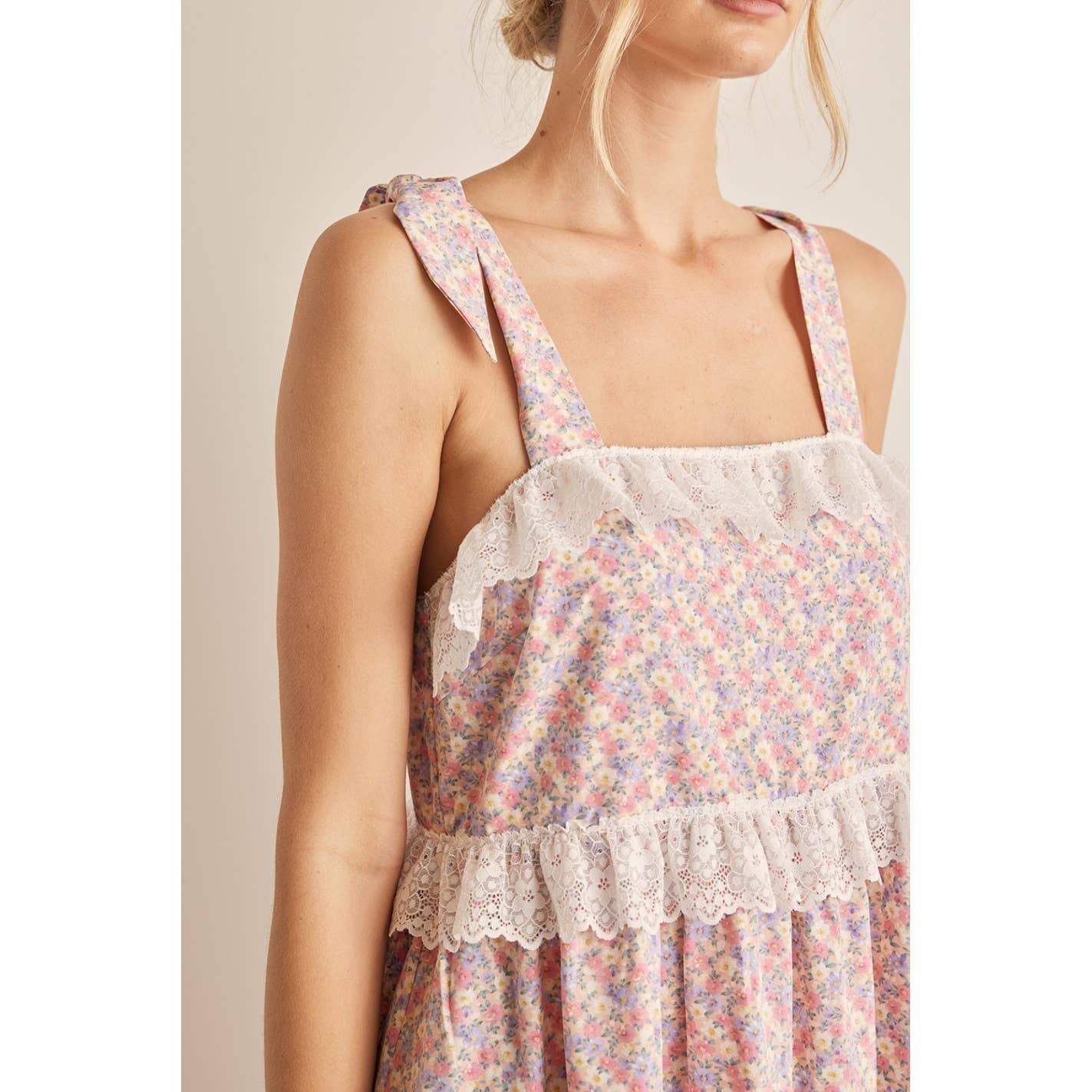 Simpler Times Floral & Lace Detail Dress