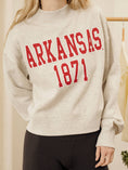 Load image into Gallery viewer, Arkansas College Block Puff Ink Gray Mock Neck Sweatshirt

