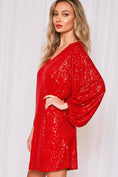 Load image into Gallery viewer, It's Party Time Red Sequin Mini Dress
