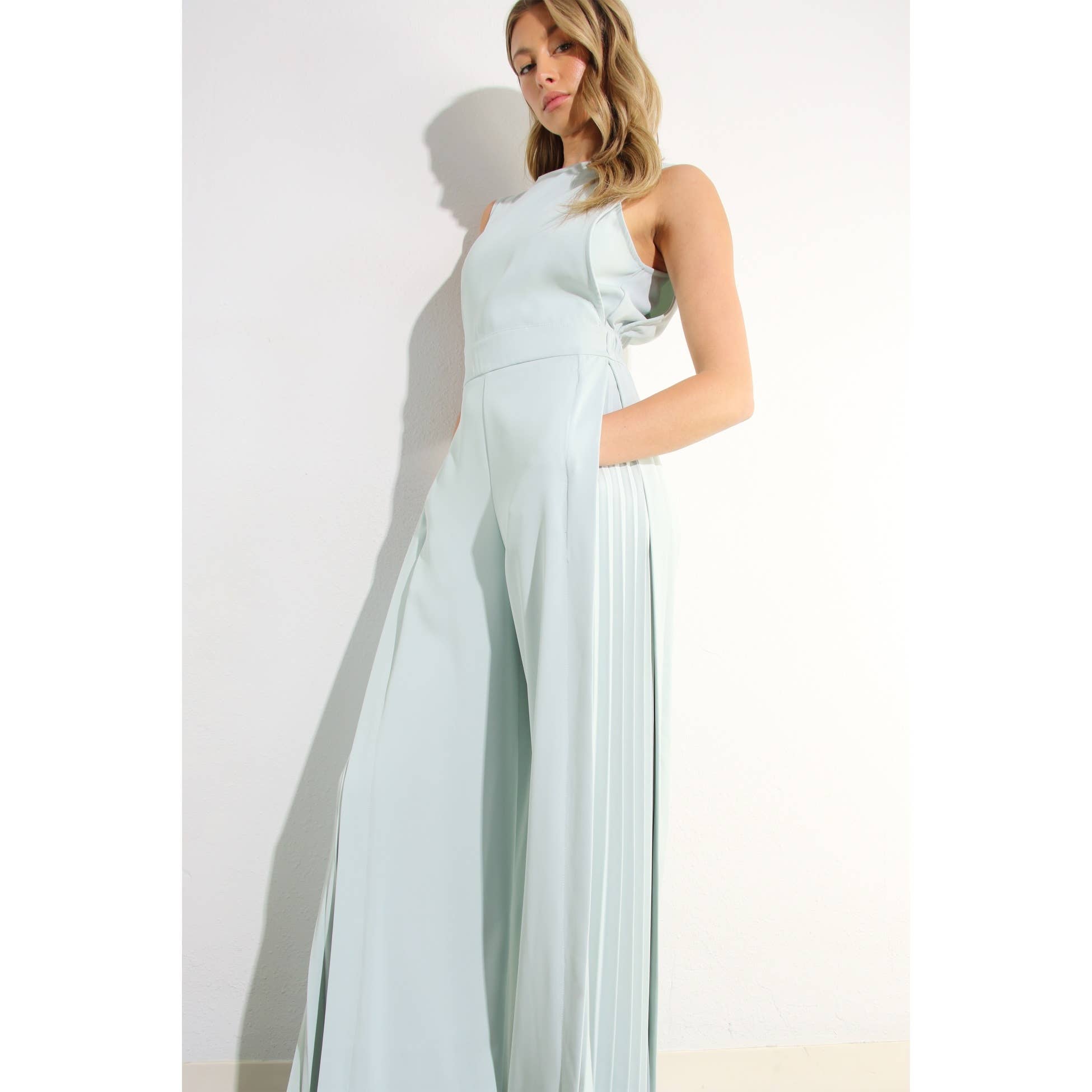 Mint To Be Pleated Jumpsuit