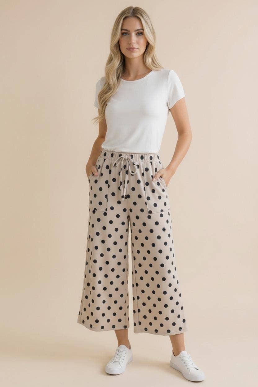 Elastic Waist Polka Dot Pants