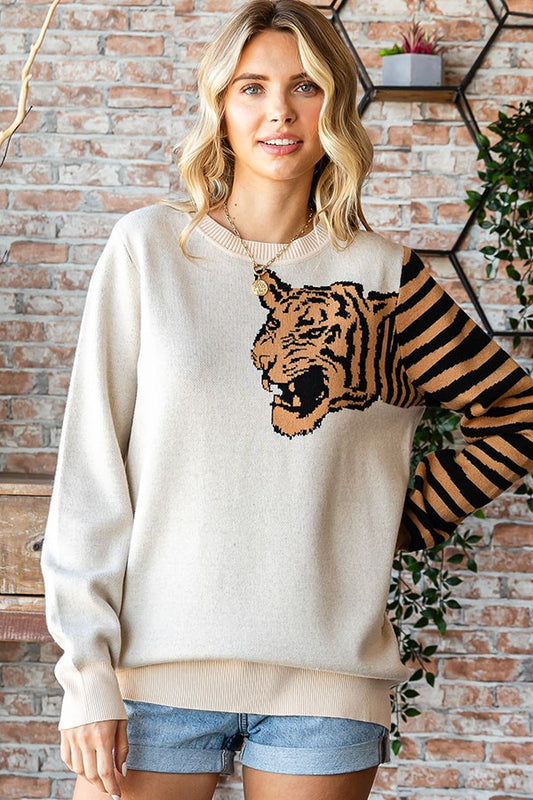 Wild Side Tiger Sleeve Sweater