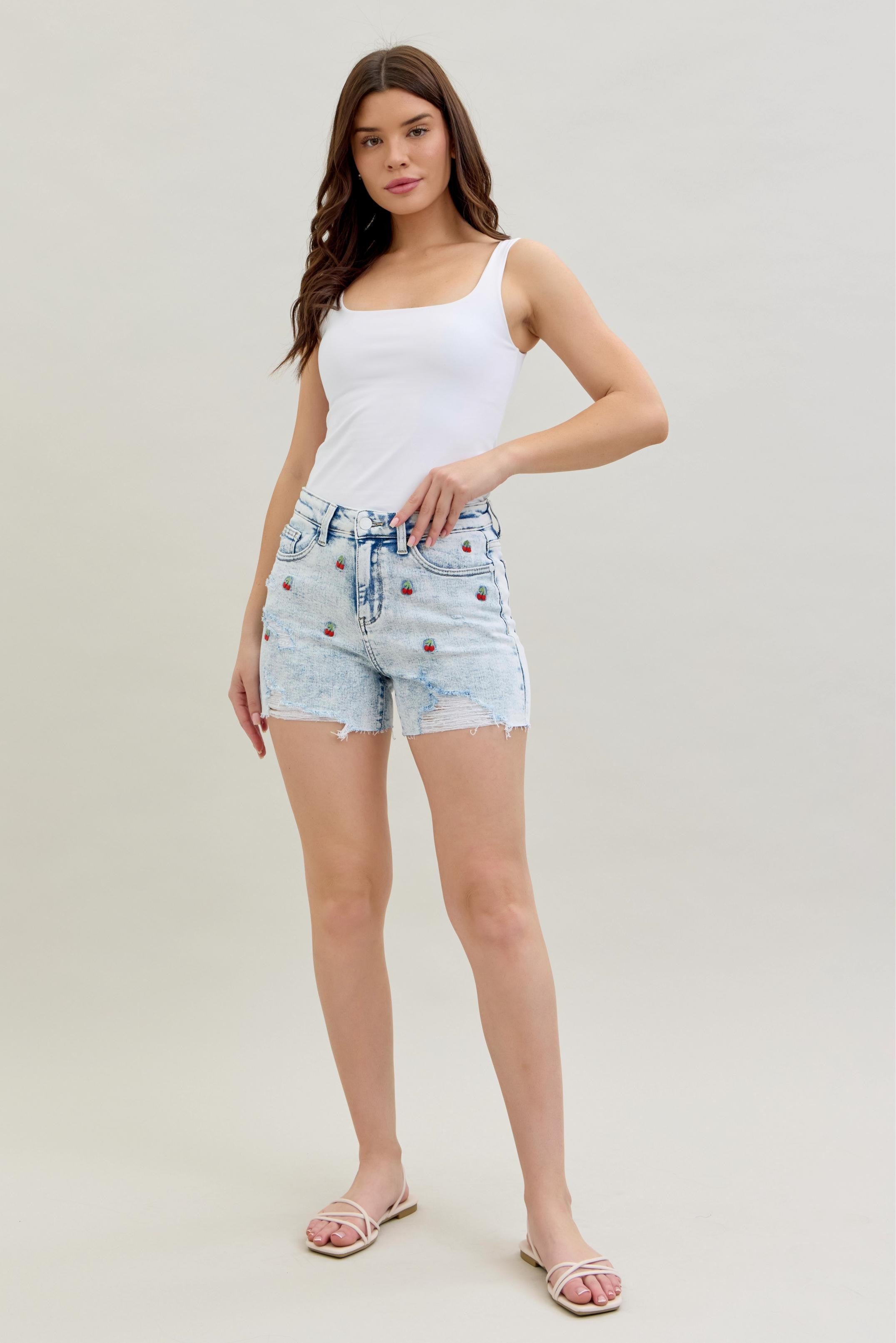 Judy Blue | Cherry on Top Denim Shorts