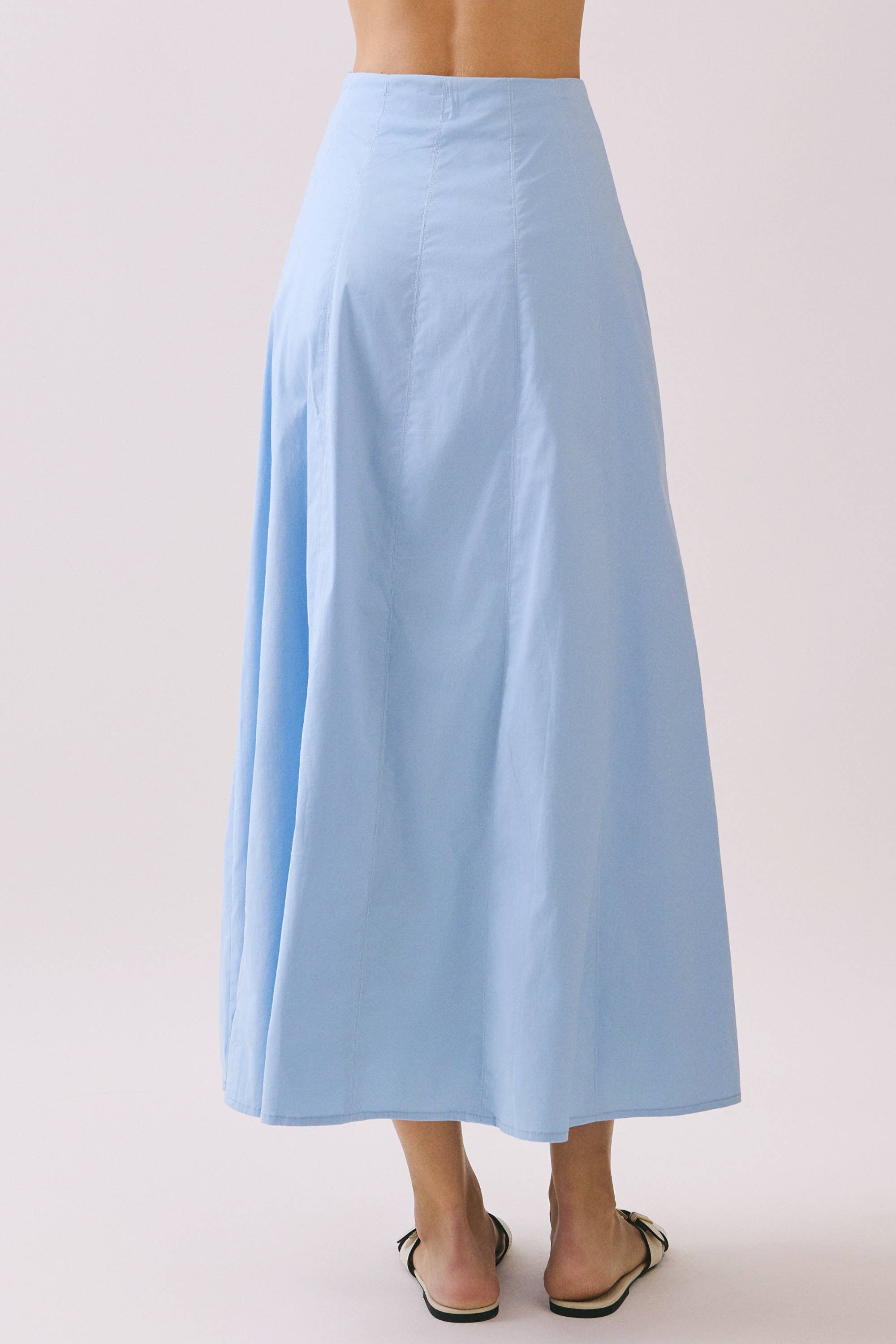 Contrast Topstitching Detail Maxi Skirt