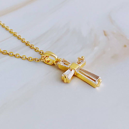 Faith That Shines Crystal Cross Necklace