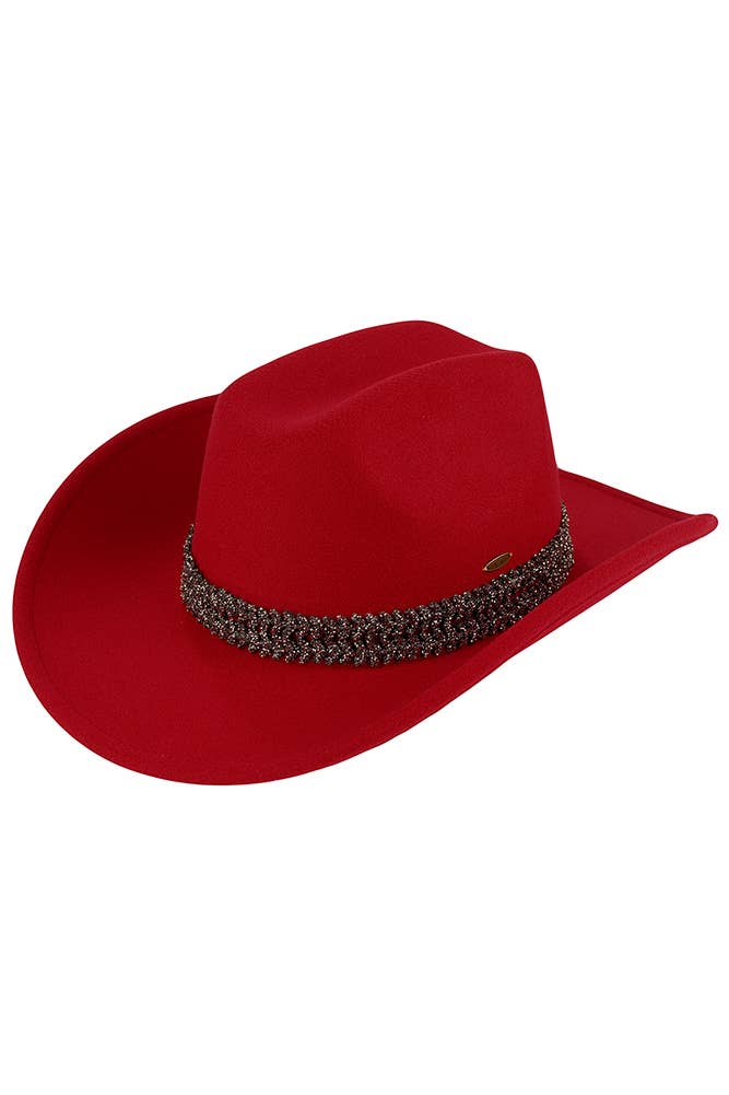 C.C | Stone & Glitter Band Vegan Cowboy Hat