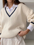 Load image into Gallery viewer, Preppy Vibes V-neck Sweater
