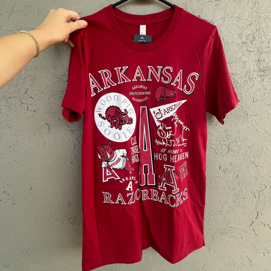 Razorback Fan Through the Years Red Arkansas Tee