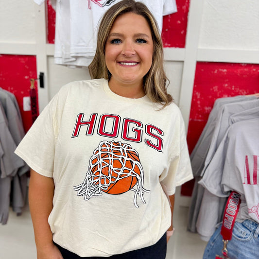 Hoop Fan Razorbacks Basketball Thrifted Tee