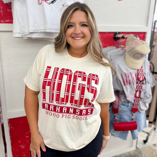 Preppy in Plaid Arkansas Razorbacks Shirt