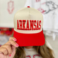 Load image into Gallery viewer, arkansas trucker hat, arkansas baseball hat, Arkansas trucker hat for sale, Women arkansas trucker hat for sale, Arkansas Razorback hats, Arkansas Razorback Snapback Hat, Arkansas razorback snapback hat mens, arkansas razorback hats, Shopping in Fayetteville, Downtown Springdale, Northwest Arkansas, Rogers AR
