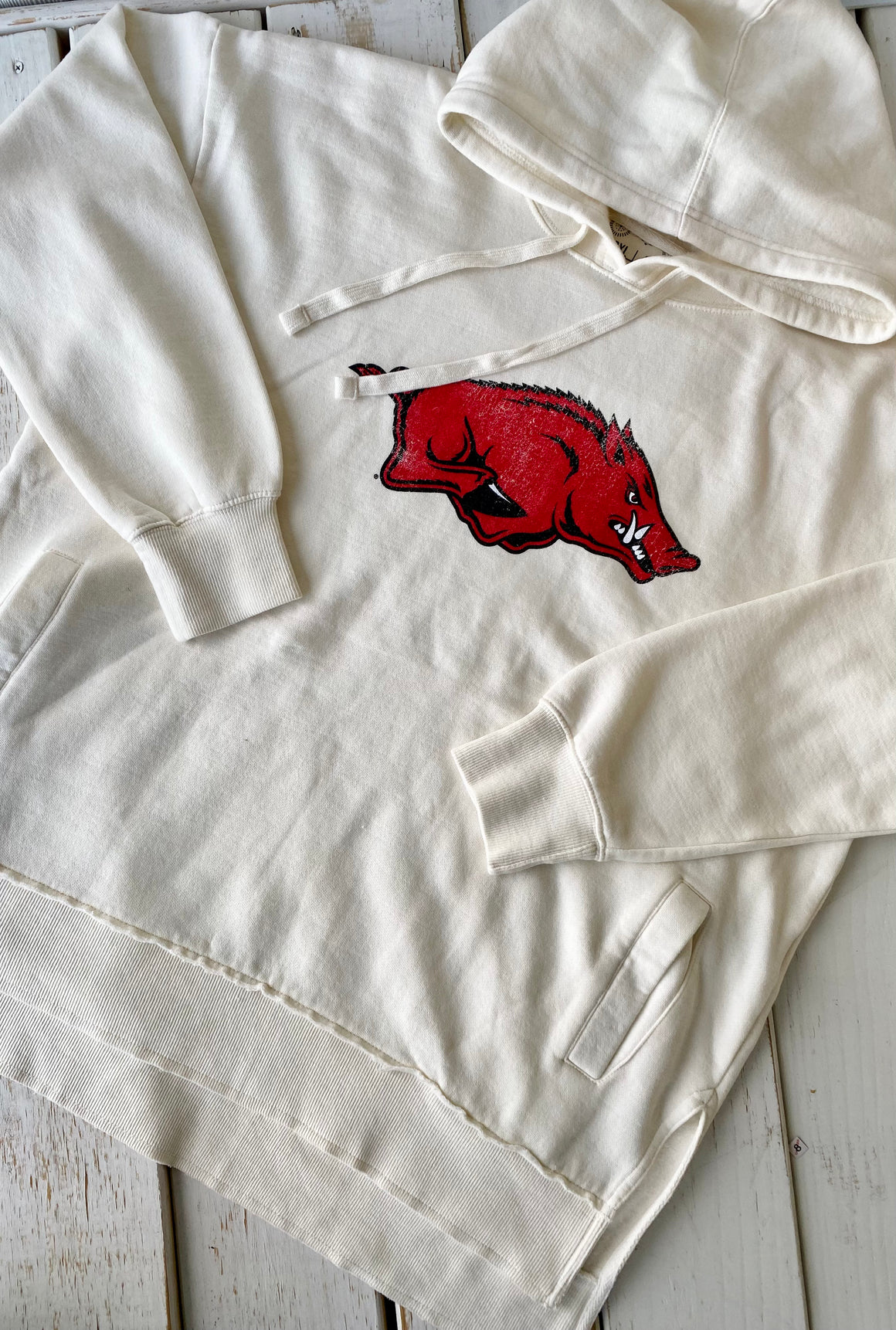 Let’s Go Hogs Distressed Logo Arkansas Razorback Hoodie