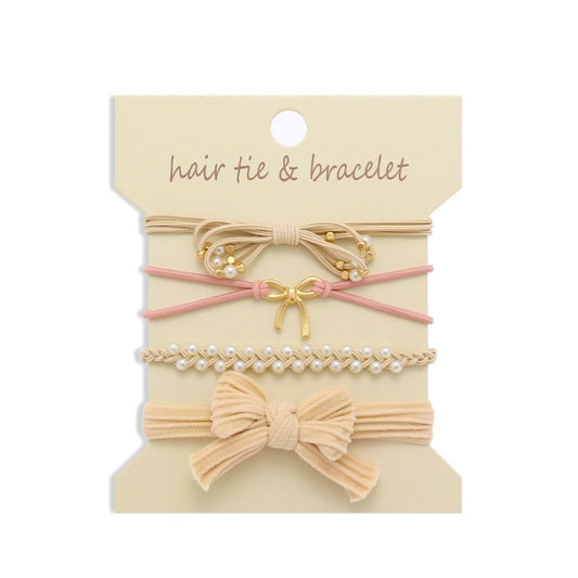 Beautiful in Bows Hair Tie & Bracelet Set | Natural