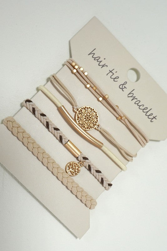 Beauty in the Details Hair Tie & Bracelet Set | Natural