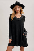 Load image into Gallery viewer, Woman wearing a black dress and hat against a plain background, women waffle knit dress, cotton waffle dress, Fayetteville ar boutiques, clothing stores in Fayetteville, ar
