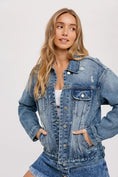 Load image into Gallery viewer, Easy Like Perfectly Distressed Denim Jacket
